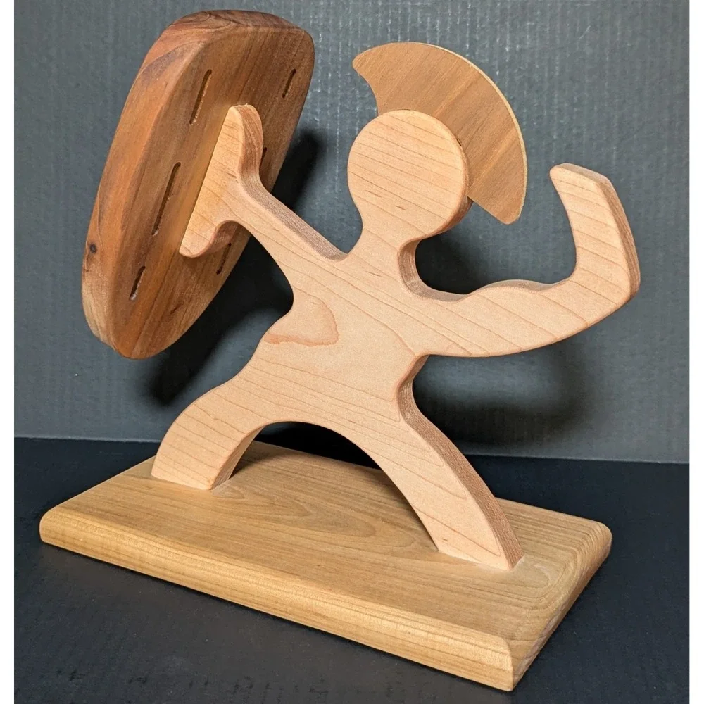 Missing Digit Wood Shop Natural Wood Spartan Warrior Knife‎ Block
